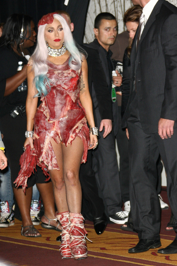 lady gaga meat dress